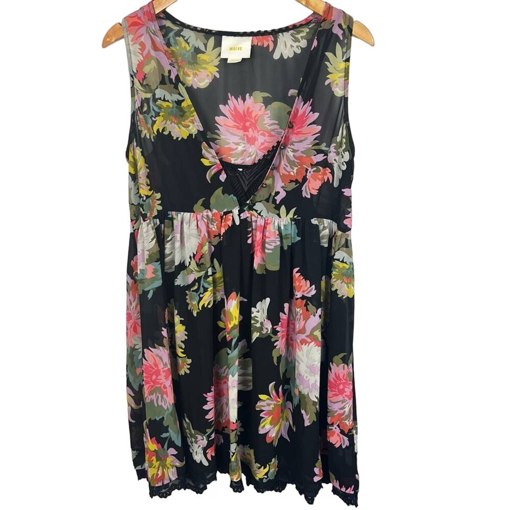 Anthropologie Black Floral Babydoll Dress - Picture 2 of 12